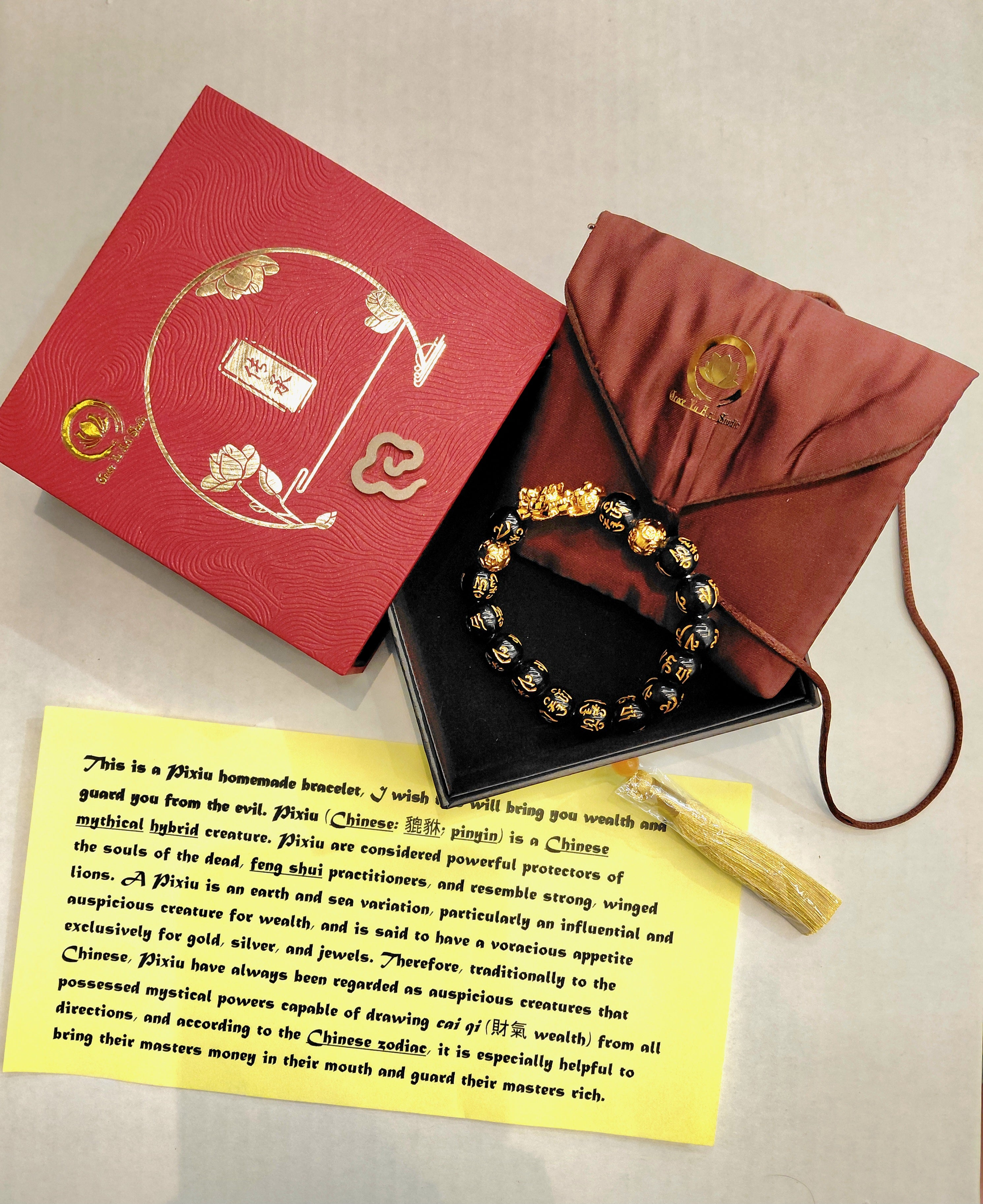 PiXiu Handmade Bracelet with Asian Jewelry Box Set