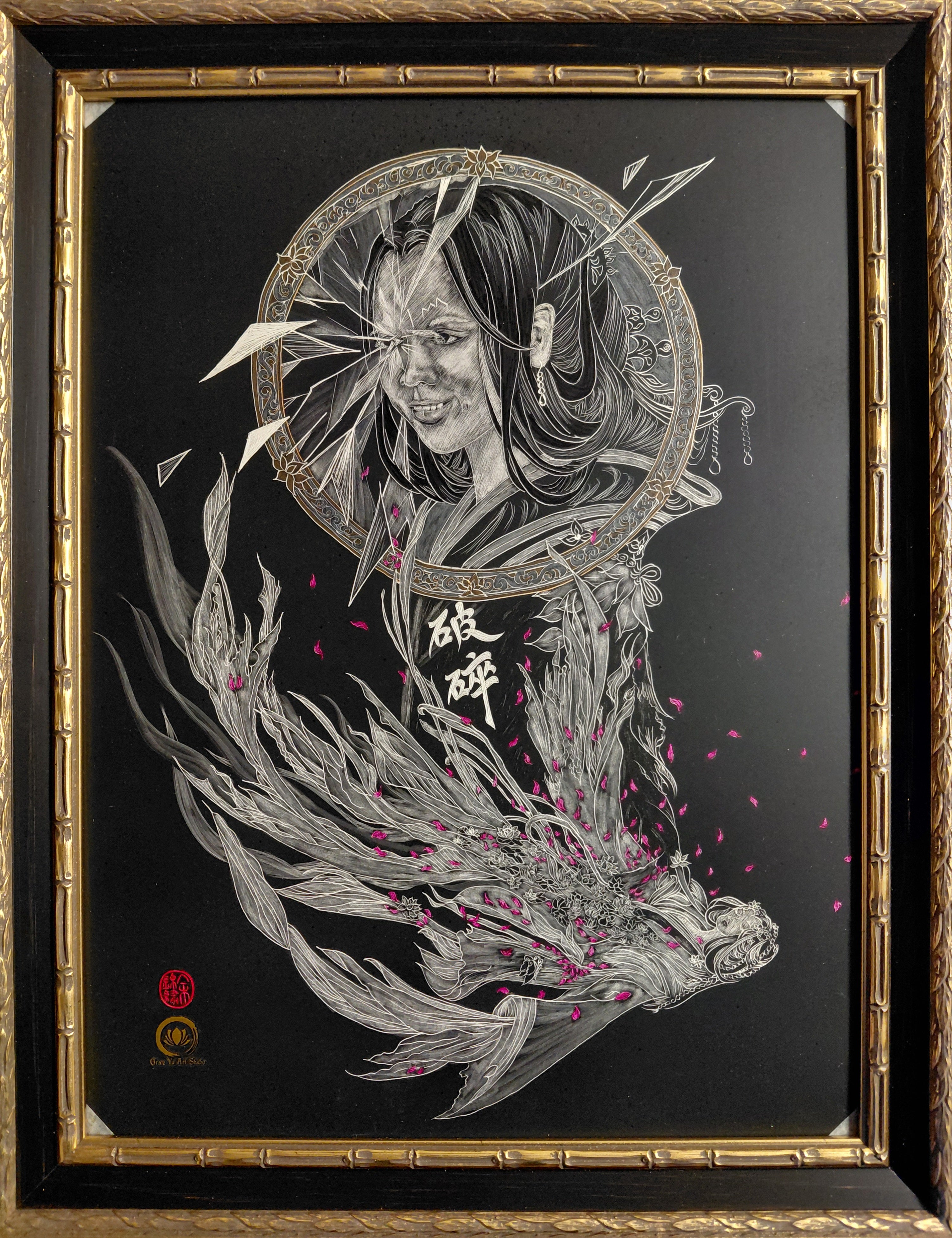 <Broken> Scratchboard Original Artwork by Grace Yu Art Studio